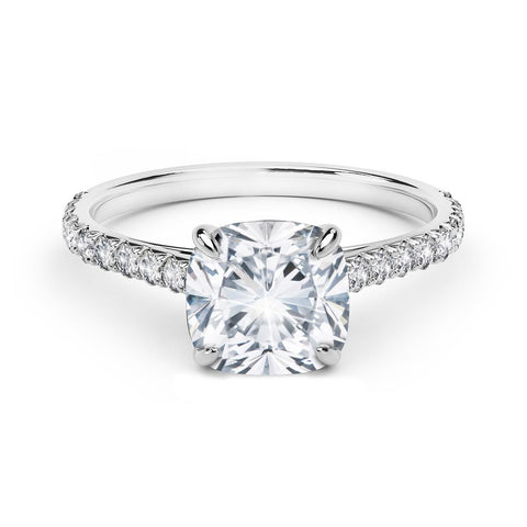 1.85 Carats Round Solitaire With Accents Diamond Ring White Gold 14K Solitaire Ring with Accents