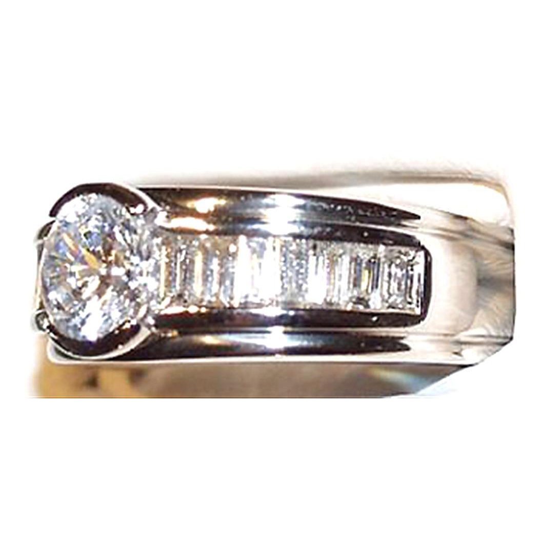 1.85 Ct.Diamond White Gold Mens Ring Men Round New Mens Ring