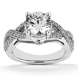 Real  1.87 Carats Diamond Engagement Ring Twisted Shank Round Cut