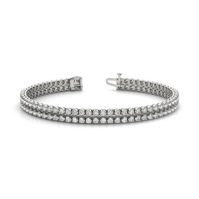 18 Carats Round Two Row Lab Grown Diamond Tennis Bracelet White Gold 14K