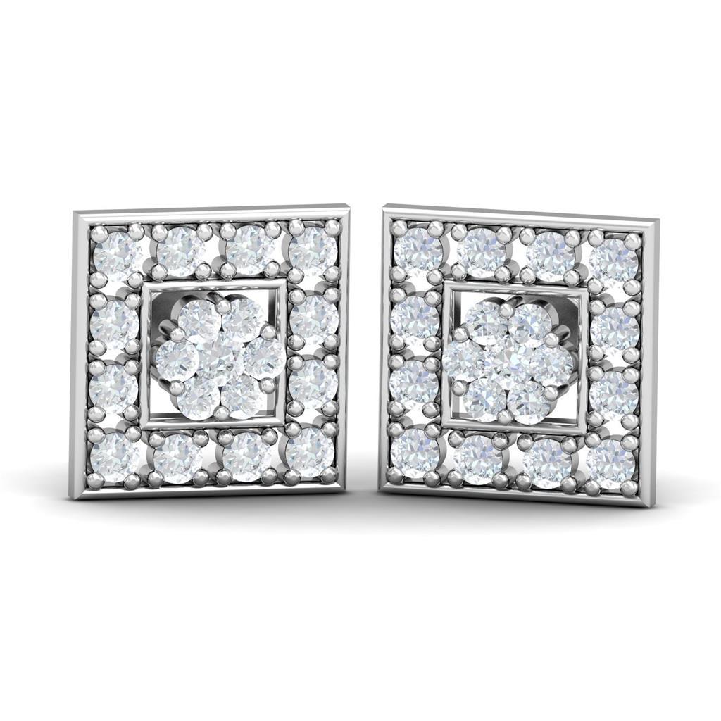 1.9 Ct Round Cut Diamond Stud Halo Earring White Gold Halo Stud Earrings
