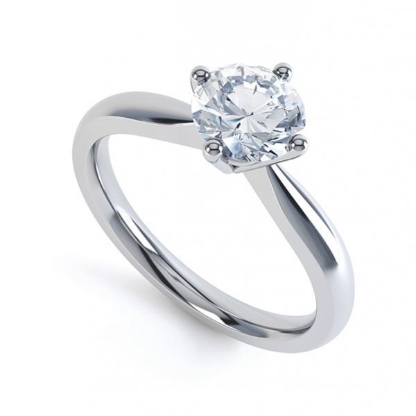  Sparkling Unique Solitaire White Gold Diamond Anniversary Ring 