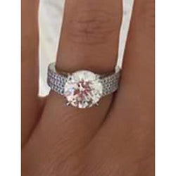 3.50 Carats White Gold 14K Round Diamond Engagement Ring