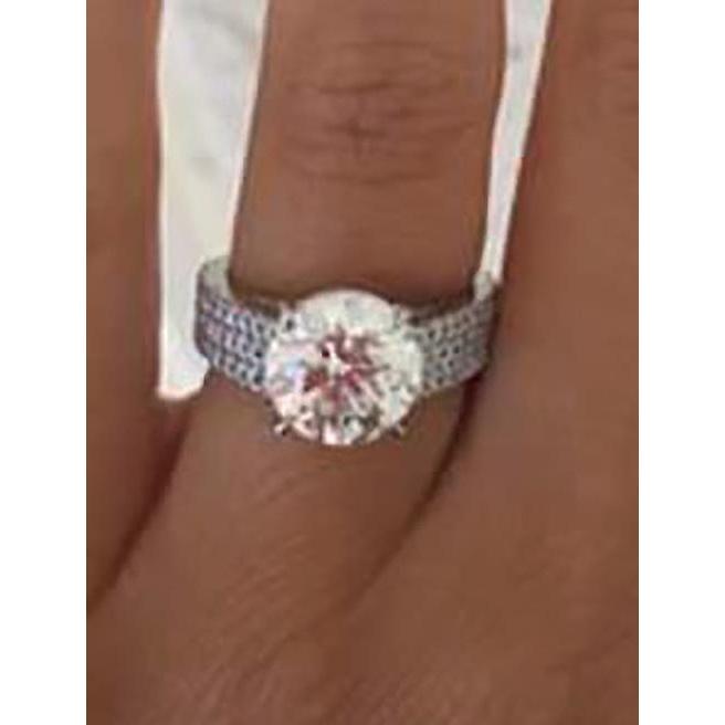  Platinum Vintage Style White Gold Diamond Solitaire Ring with Accents 