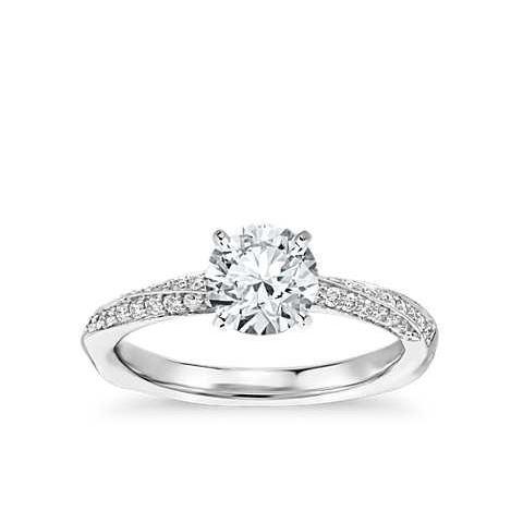   Lady’s White Gold Round Anniversary Solitaire Ring with Accents Diamond