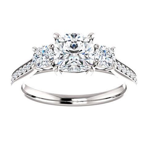 1.90 Ct 3 Stone Cushion Diamond Engagement Ring Band White Gold Three Stone Ring