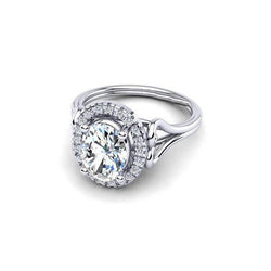 1.90 Ct Oval Natural Earth Mined Diamond Anniversary Halo Ring