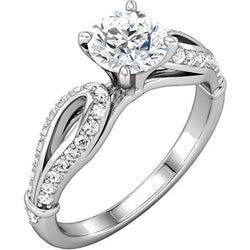Round Real Natural Earth Mined Diamond Engagement Ring 1.90 Carats White Gold 14K