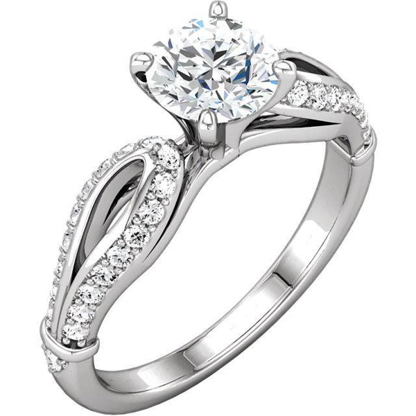 Round Diamond Engagement Ring 1.90 Carats White Gold 14K