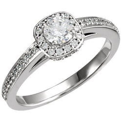 Natural  1.90 Carat Round Diamond Solitaire With Accents Halo Ring