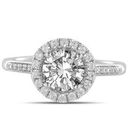 2 Carats Round Halo Natural Earth Mined Diamond Ring White Gold 14K