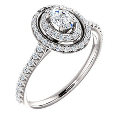 Natural  Oval Diamond Halo Ring 1.96 Carat White Gold 14K Jewelry