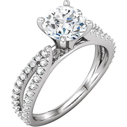 1.97 Ct Round Diamonds Accented Ring Split Shank Women Jewelry