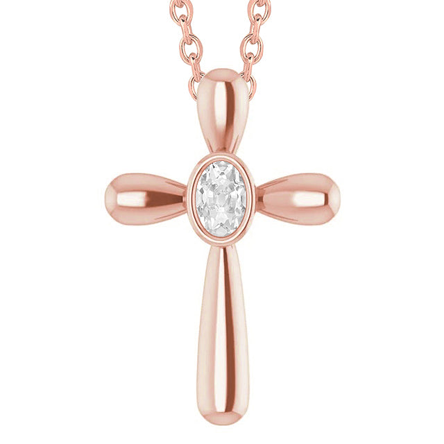 Cross Diamond Pendant Old Miner Cut Bezel Set Jewelry