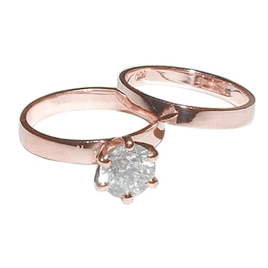 1 Carat Natural Earth Mined Diamond Engagement Ring Set Solitaire Wedding Band