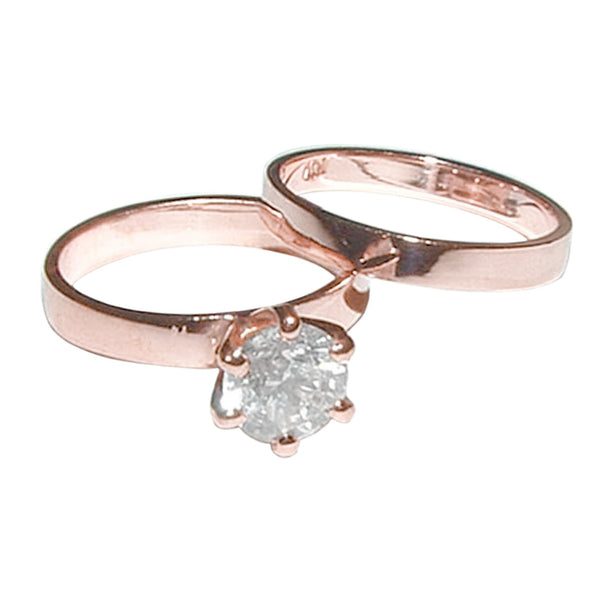 1 Carat Diamond Engagement Ring Set Solitaire Wedding Band