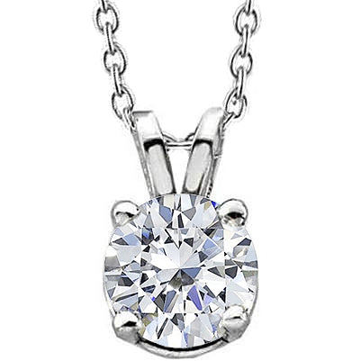 1 Carat Natural Earth Mined Diamond Solitaire Pendant White Gold 14K Round