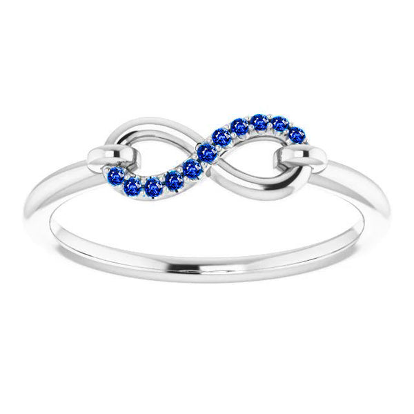 New Gemstone Ring Blue Sapphire Promise Ring Infinity   White Gold   Jewelry  