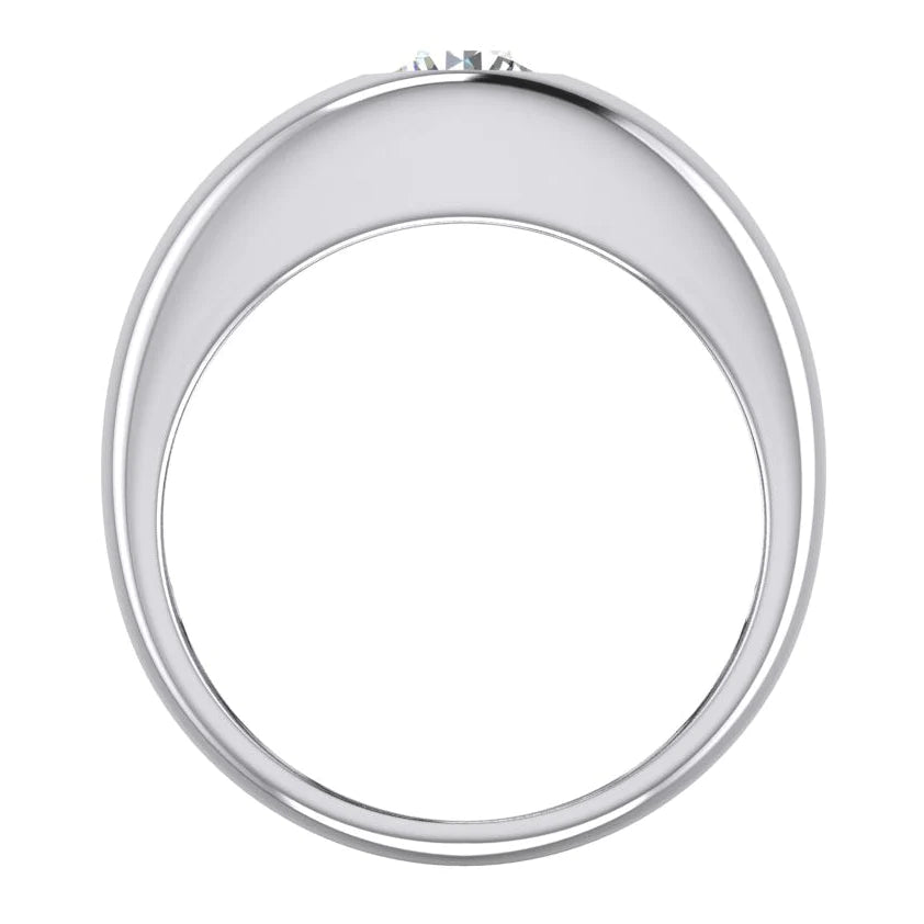 1 Carat Men Gypsy Solitaire Diamond Ring Round Diamond White Gold 14K