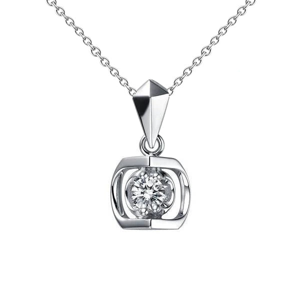1 Carat Lab Grown Diamond Necklace Pendant 14K White Gold New