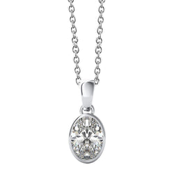 1 Carat Oval Cut Solitaire Diamond Pendant Ladies Jewelry