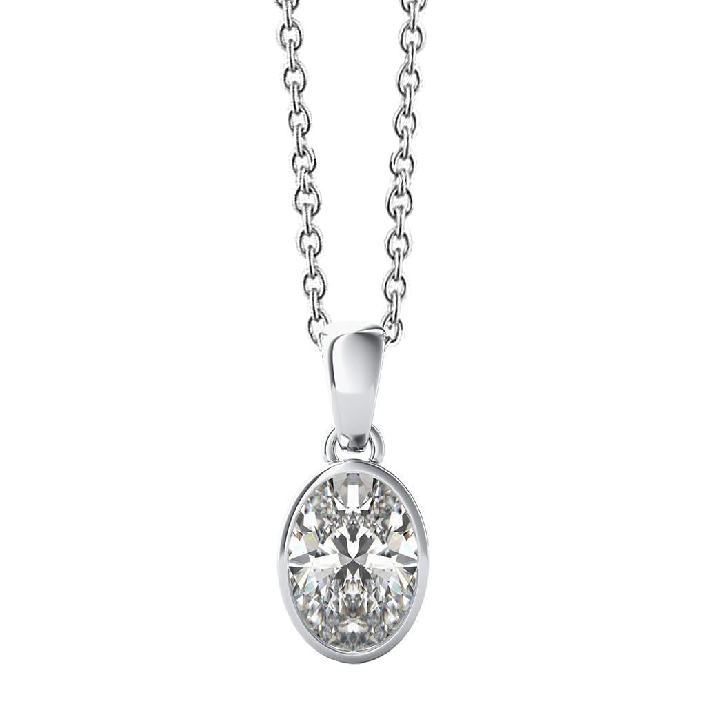 1 Carat Oval Cut Solitaire Natural Earth Mined Diamond Pendant Ladies Jewelry