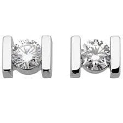 Fancy Princess Cut Vintage Style White Gold Diamond Stud Earrings
