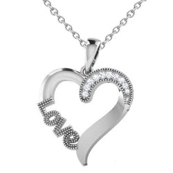 1 Carat Round Cut Diamond Love Pendant Necklace 14K White Gold