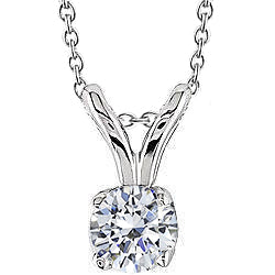 1 Carat Round Cut Natural Earth Mined Diamond Necklace Pendant Solid Gold Fine Jewelry