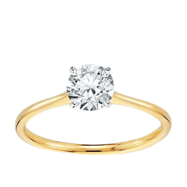 Ladies Round Cut Solitaire Diamond Promise Ring Two Tone Gold