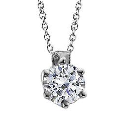 1 Carat Round Natural Earth Mined Diamond Necklace Pendant White Gold 14K