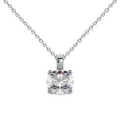 1 Carat Round Diamond Necklace Pendant White Gold 14K