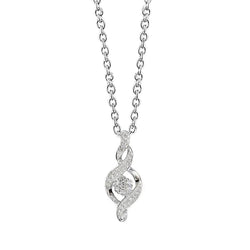 1 Carat Round White Diamond G-clef Necklace Pendant White Gold 14K