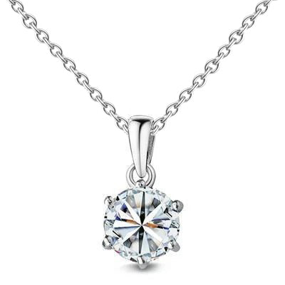 1 Carat Six Prong Setting Round Lab Grown Diamond Necklace Pendant