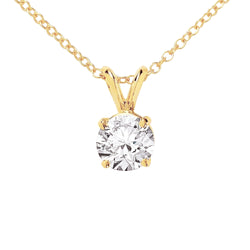 1 Carat Solitaire Diamond Necklace Pendant 14K Yellow Gold