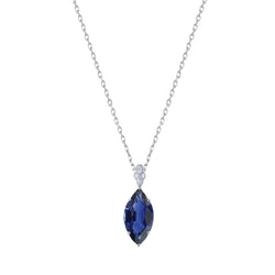 1 Carat Solitaire Marquise Ceylon Sapphire Pendant With Chain