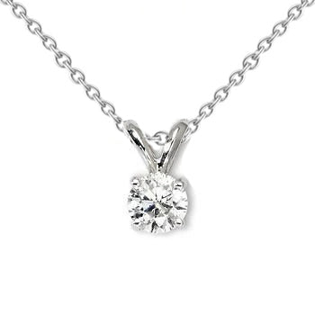 1 Carat Solitaire Round Natural Earth Mined Diamond Necklace Pendant White Gold 14K
