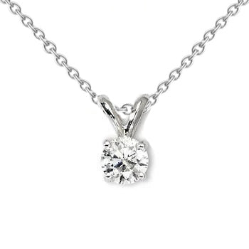 1 Carat Solitaire Round Diamond Necklace Pendant White Gold 14K