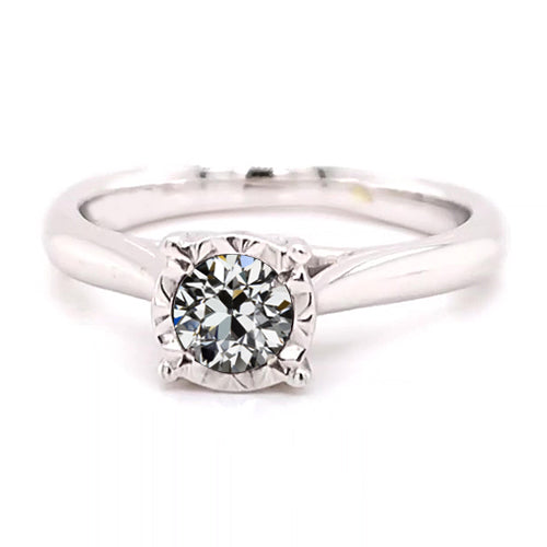 Solitaire  White Gold Old Mine Cut Diamond Ring