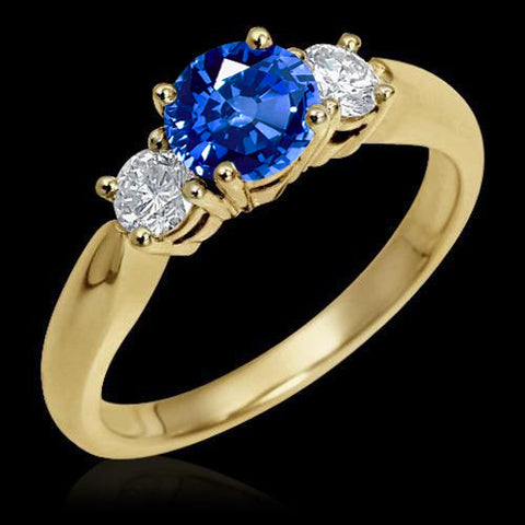 Best Quality Fancy Three Stone Diamond Engagement Ring Yellow Gold