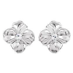 1 Ct Flower Style Earrings Round Old Cut Mined Diamond Studs White Gold