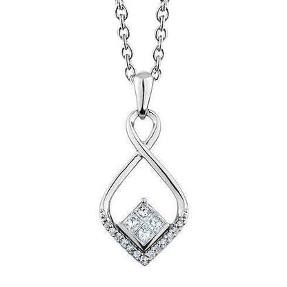 1 Ct Princess And Round Diamond Love Pendant 