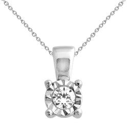1 Ct Round Natural Earth Mined Diamond Necklace Pendant Solid Gold Real Cut Mounting