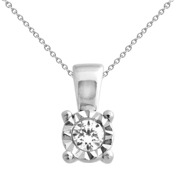 1 Ct Round Diamond Necklace Pendant Solid Gold Diamond Cut Mounting