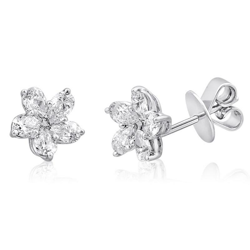  Pear Diamonds Stud Earring White Gold Women Jewelry Stud Earrings
