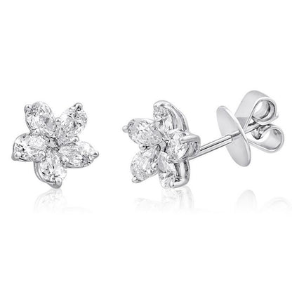  Pear Diamonds Stud Earring White Gold Women Jewelry Stud Earrings