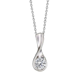1 Carat Solitaire Gorgeous Round Natural Diamond Pendant Necklace WG 14K