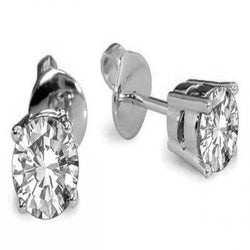 2 Carat 4 Prong Set Oval Solitaire Lab Grown Diamond Stud Earrings White Gold
