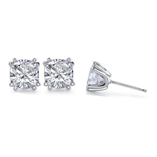 New Amazing Cushion Cut Diamond Studs Earring Pair Gold 
