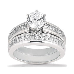 Diamond Engagement Ring Set 2.85 Carats Round and Princess Cut